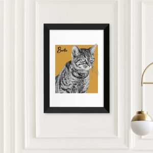 A4 Framed Personalised Pet Portrait Sketch Print