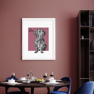 A4 Framed Personalised Pet Portrait Sketch Print