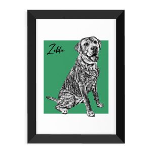 A4 Framed Personalised Pet Portrait Sketch Print