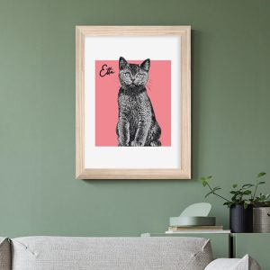 A3 Framed Personalised Pet Portrait Sketch Print