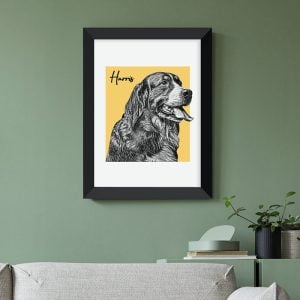 A3 Framed Personalised Pet Portrait Sketch Print