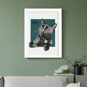A2 Framed Personalised Pet Portrait Sketch Print