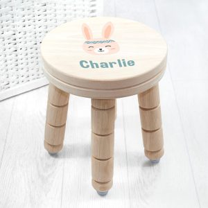Personalised Cute Bunny Children's Wooden Stool