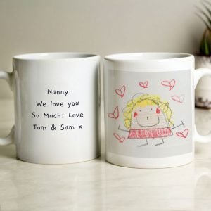 Personalised Children's Drawing Photo Upload Mug Mum Dad