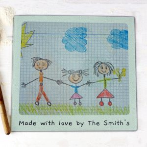 Personalised Children's Drawing Upload Glass Chopping Board