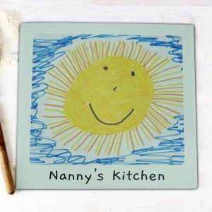 Personalised Children's Drawing Upload Glass Chopping Board