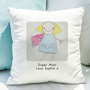 Personalised Children's Drawing Photo Upload Cushion Mum Nan