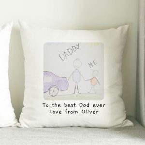Personalised Children's Drawing Photo Upload Cushion Mum Nan