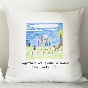 Personalised Children's Drawing Photo Upload Cushion Mum Nan