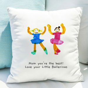 Personalised Children's Drawing Photo Upload Cushion Mum Nan