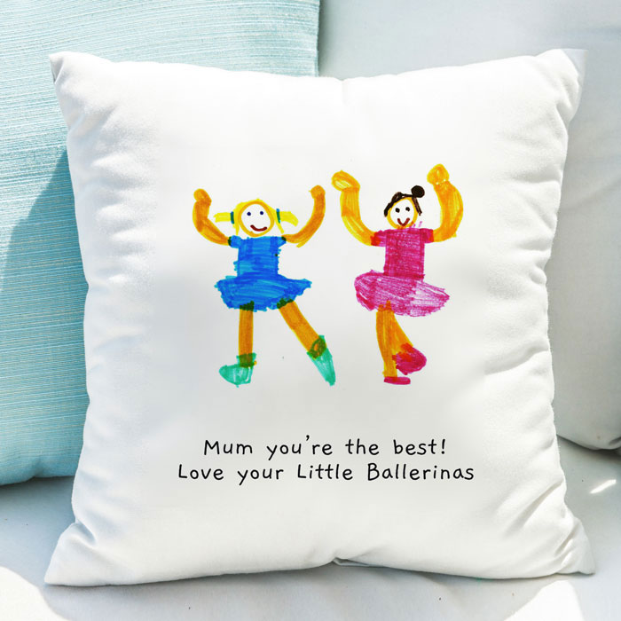 Personalised Children's Drawing Photo Upload Cushion Mum Nan