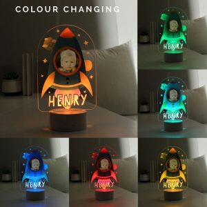 Personalised Rocket Photo Upload LED Colour Changing Light