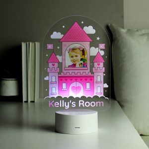 Personalised Pink Castle Photo Upload LED Light