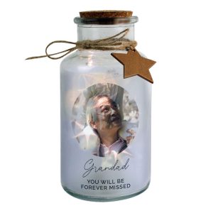 Personalised Photo Upload LED Glass Jar Memorial Keepsake