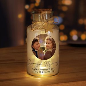 Women's Personalised Photo Upload LED Glass Jar - Mum's Gift