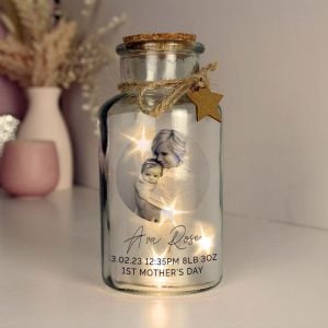 Women's Personalised Photo Upload LED Glass Jar - Mum's Gift