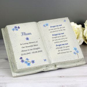 Personalised Forget Me Not Memorial Resin Book Ornament