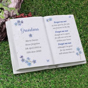 Personalised Forget Me Not Memorial Resin Book Ornament