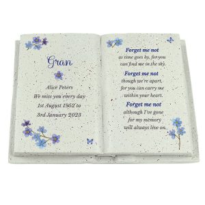 Personalised Forget Me Not Memorial Resin Book Ornament
