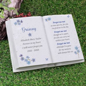 Personalised Forget Me Not Memorial Resin Book Ornament