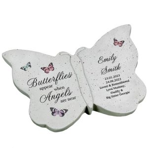 Personalised Grave Ornament Butterflies Appear - Resin