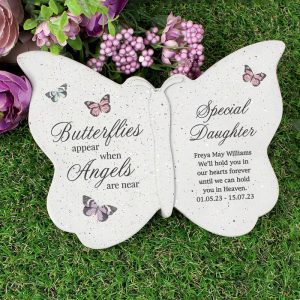 Personalised Grave Ornament Butterflies Appear - Resin