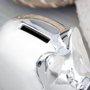 Personalised Engraved Silver Plated Piggy Bank Money Box