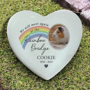Personalised Pet Rainbow Bridge Photo Memorial Resin Heart