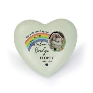 Personalised Pet Rainbow Bridge Photo Memorial Resin Heart