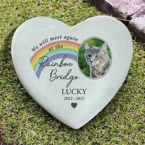 Personalised Pet Rainbow Bridge Photo Memorial Resin Heart