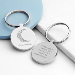 Personalised Eid Mubarak Keyring Silver or Rose Gold
