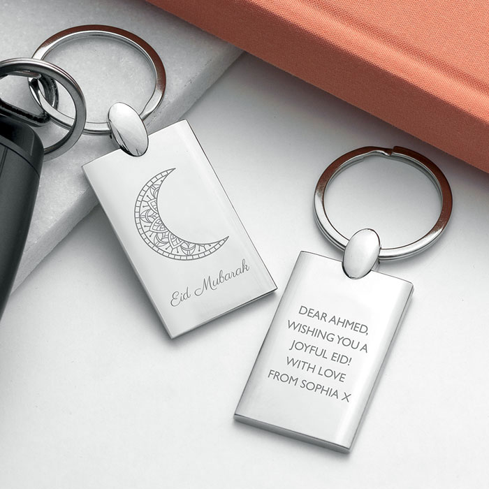 Personalised Eid Mubarak Rectangle Keyring