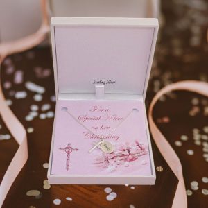 Girls Personalised Sterling Silver Christening Cross & Chain
