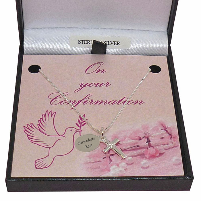 Personalised Sterling Silver Confirmation Cross Necklace