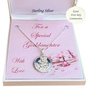 Personalised Girl's Sterling Silver St Christopher Necklace