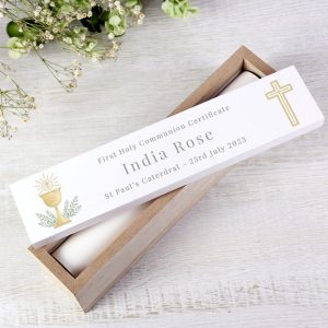 Personalised First Communion Wooden Certificate Holder