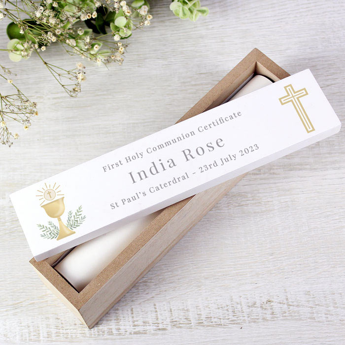 Personalised First Communion Wooden Certificate Holder