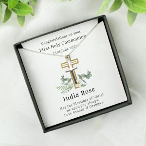 Silver Plated Cross & Chain Necklace With Personalised Box
