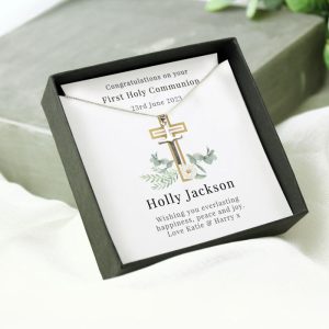 Silver Plated Cross & Chain Necklace With Personalised Box