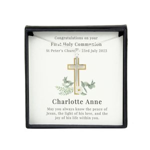 Silver Plated Cross & Chain Necklace With Personalised Box