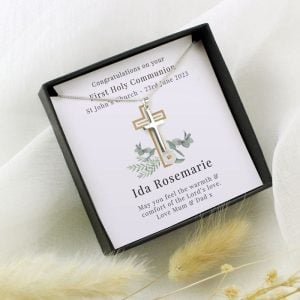 Silver Plated Cross & Chain Necklace With Personalised Box