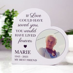 Personalised Memorial Photo Upload Wooden Heart Ornament