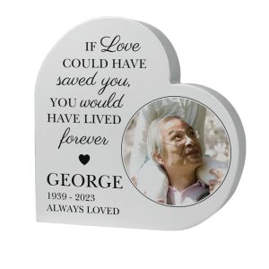 Personalised Memorial Photo Upload Wooden Heart Ornament