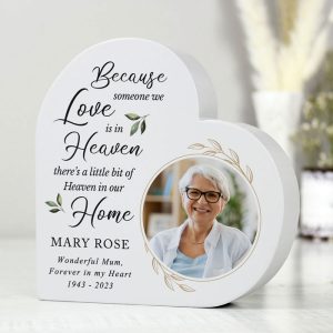 Personalised Botanical Memorial Photo Upload Heart Ornament