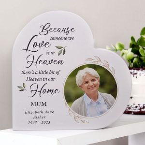 Personalised Botanical Memorial Photo Upload Heart Ornament