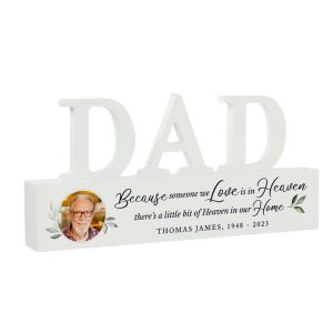 Personalised Botanical Memorial Photo Wooden Dad Ornament