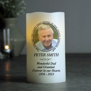 Personalised Light In Our Hearts Photo LED Memorial Candle