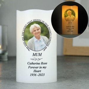 Personalised Light In Our Hearts Photo LED Memorial Candle
