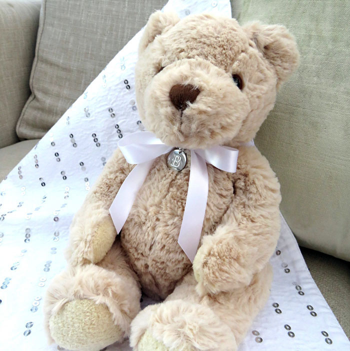 Personalised Teddy Bear & Stainless Steel Initial Disc