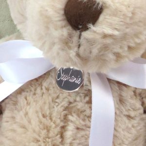 Personalised Luxury Teddy Bear & Script Name Disc